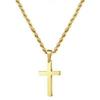 Men's Hip-Hop Style Stainless Steel Rope Chain Cross Pendant Necklace