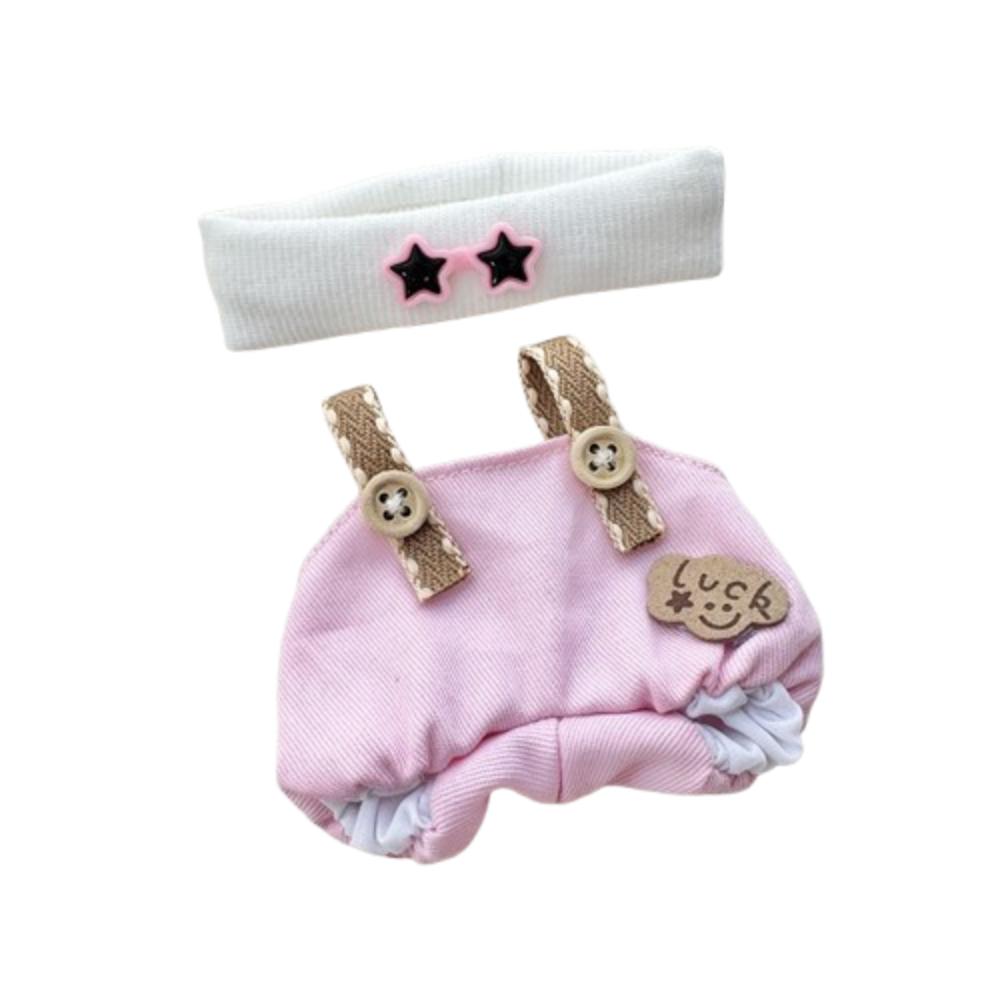 

1 комплект Сменная одежда для сидящей куклы Party Labubu, Набор с подтяжками Luck Star, Аксессуары для хлопковой куклы розовый