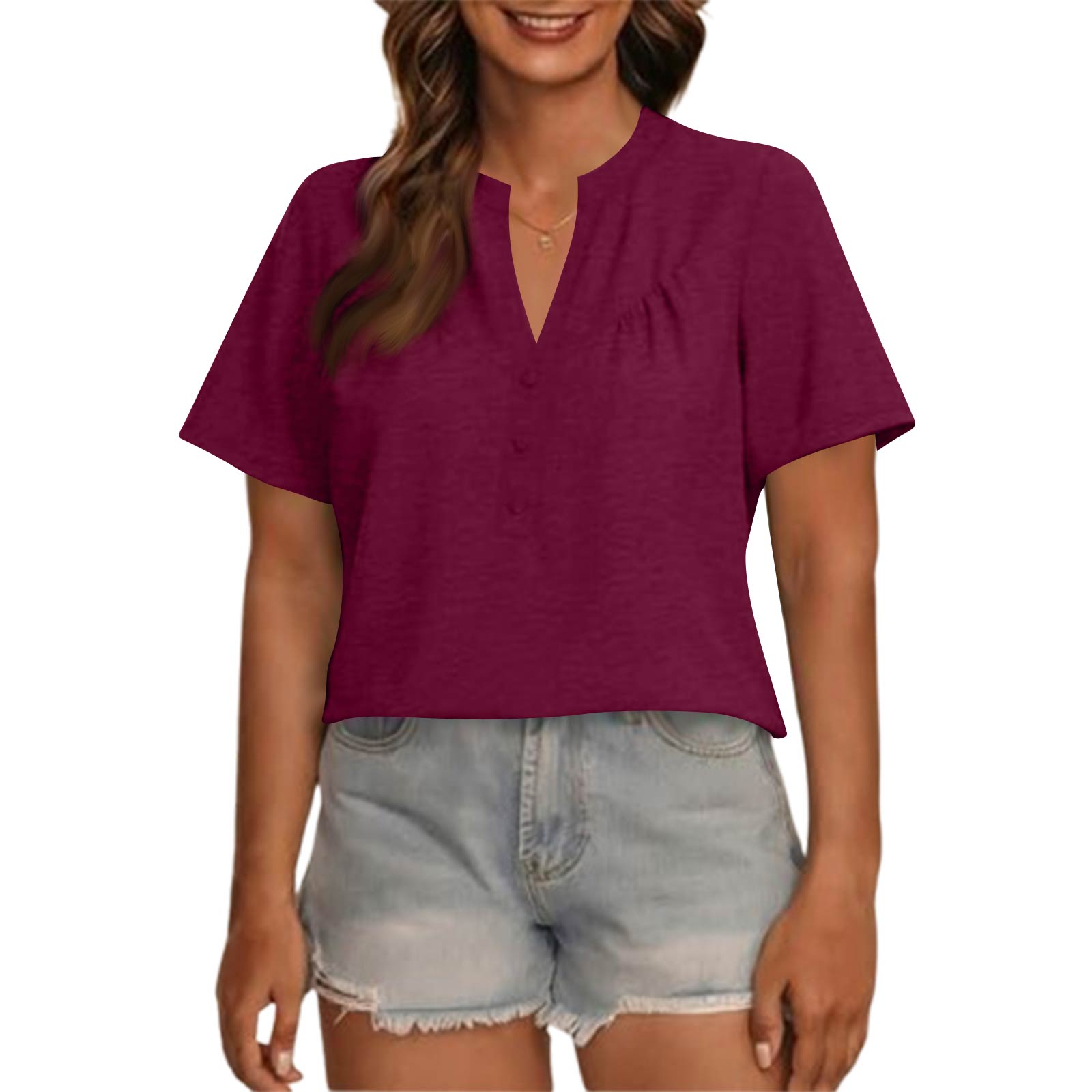 

Women s Fashionable Short Sleeve Elegant Commuting And Casual Top XL винний