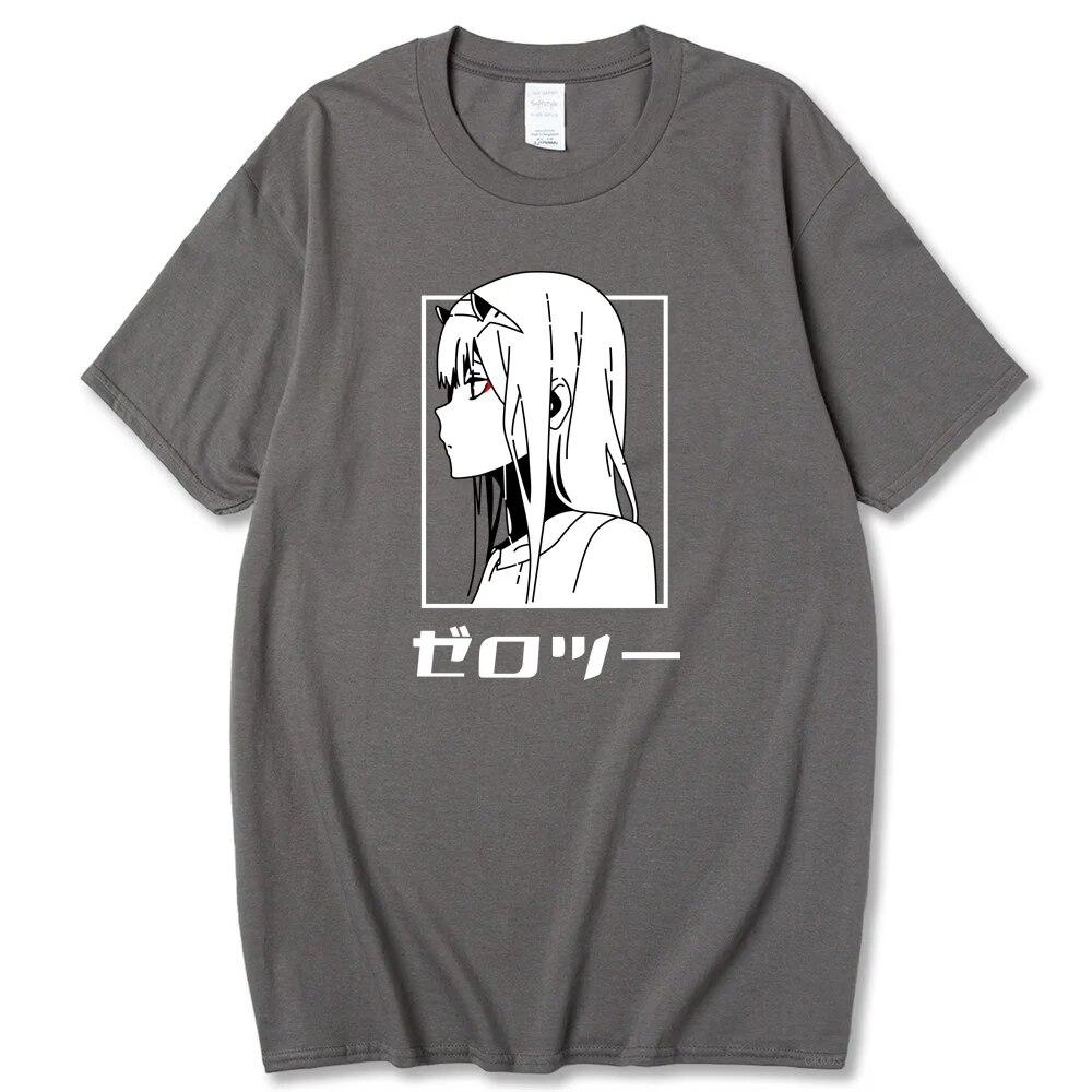 Tricou cu anime japonez Darling In The Franxx unisex Kawaii Cartoon Zero Two Tricou Harajuku Unisex Topuri Unisexga Tricou grafic Bărbați Unisex