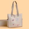 Women Oxford Cloth Tote Bag Embroidered Floral Large Capacity Shoulder Bag Zipper Handbag Multi Pocket Casual Shopper Bag