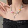  Rainbow Candy Necklace Women INS Niche High Sense Viral Internet Accessories Sweet Cool Girls Clavicle Chain Trend Neck Chain