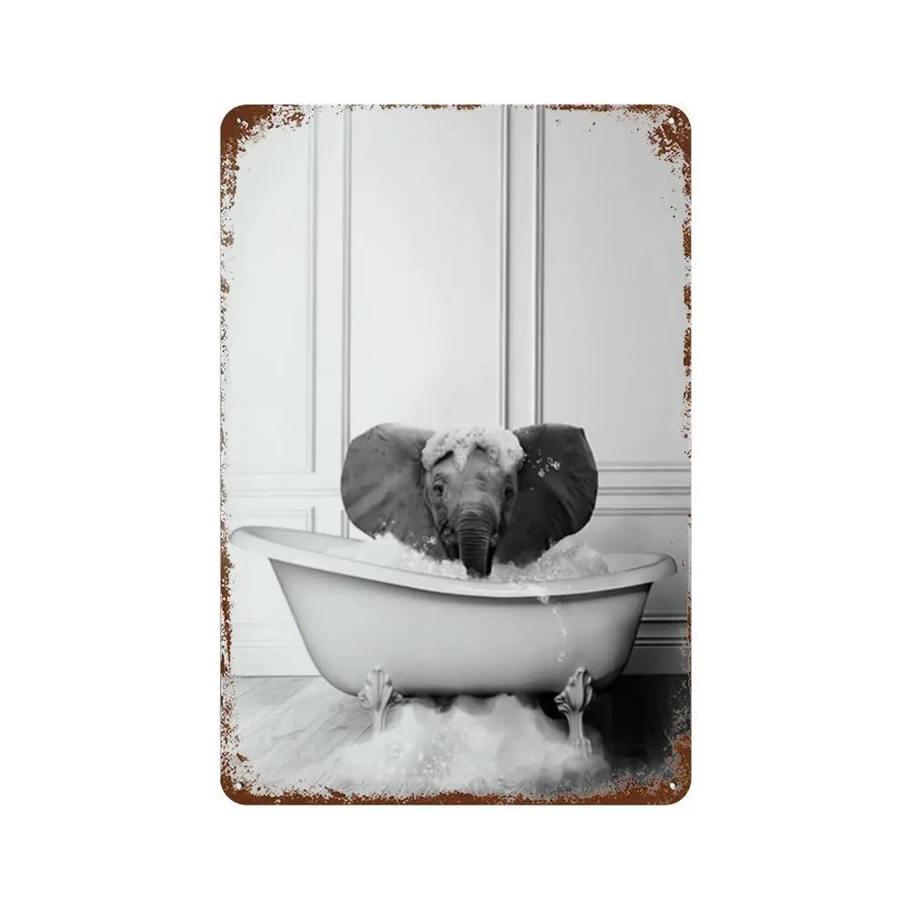 Funny Animal Posters Metal Tin Sign Plaque Dog Monkey Reading Newspapers Decorative Plates For Toilet Bathroom Wall Art Decor