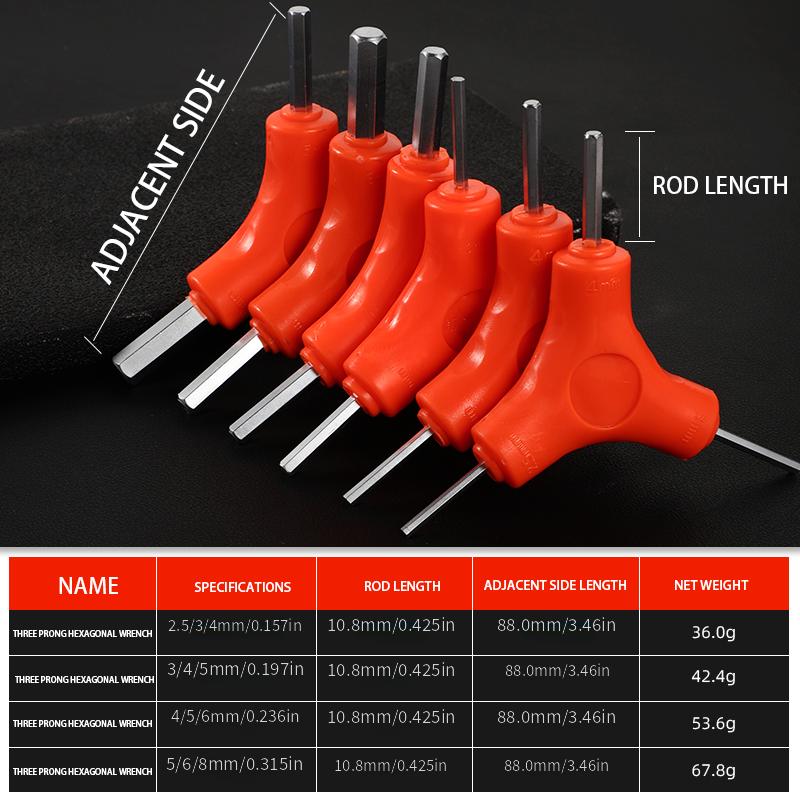 Three-way Triangle Wrench Bicycle Hexagon Wrench, Bicycle Torque Wrench, Hexagon Wrench Repair Tools