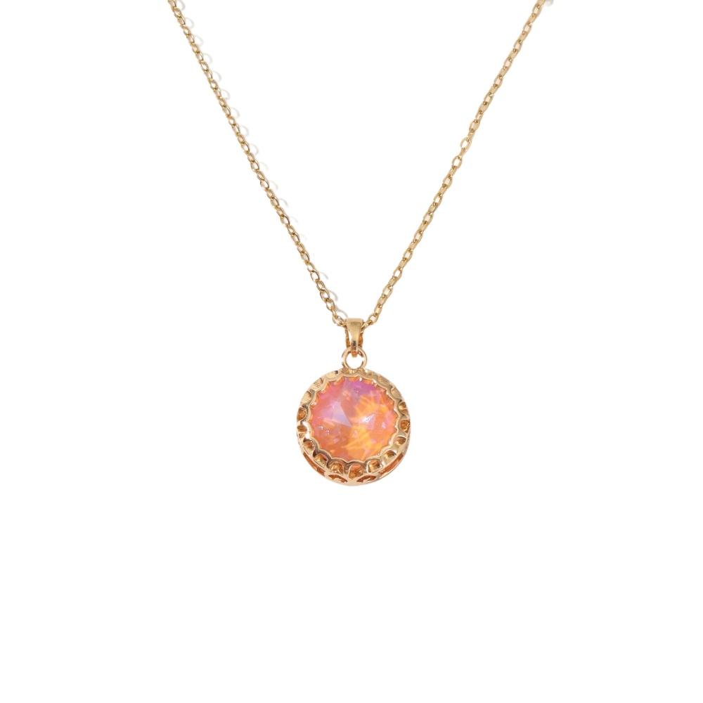 1 Piece Trendy Colorful Round Pendant Necklaces for Women Gold Color Stainless Steel Necklace Jewelry Party Accessories