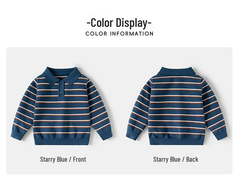 Korean-Style Polo Collar Preppy Knitwear for Children - New Spring Fashion, High-End Baby Loose Sweater