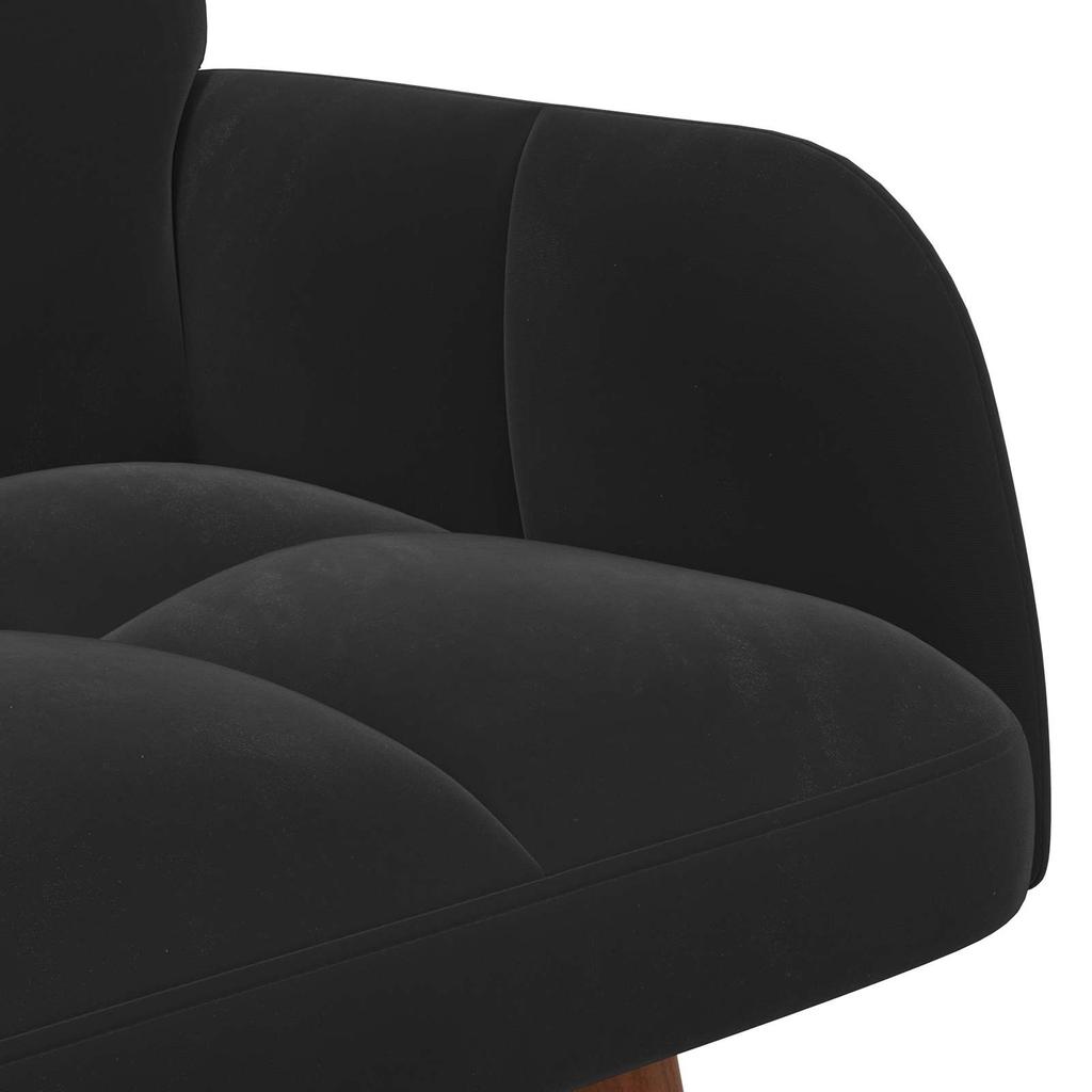 2 Seater Sofa in Black 115 x 61 x 87 cm Velvet (V)