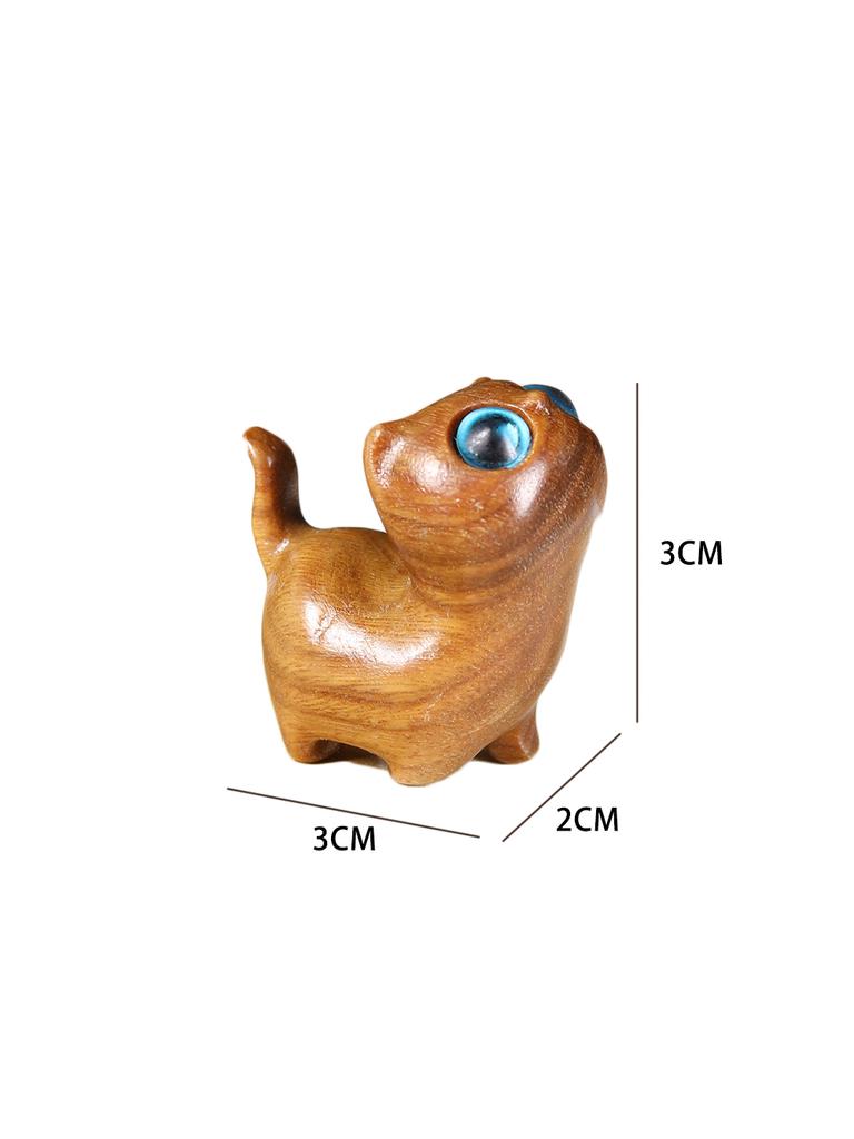 Mini Natural Wood Cat Dog Miniatures Hand-Carved Wooden Puppy Kitty Figures Room Decor Home Decoration Accessories