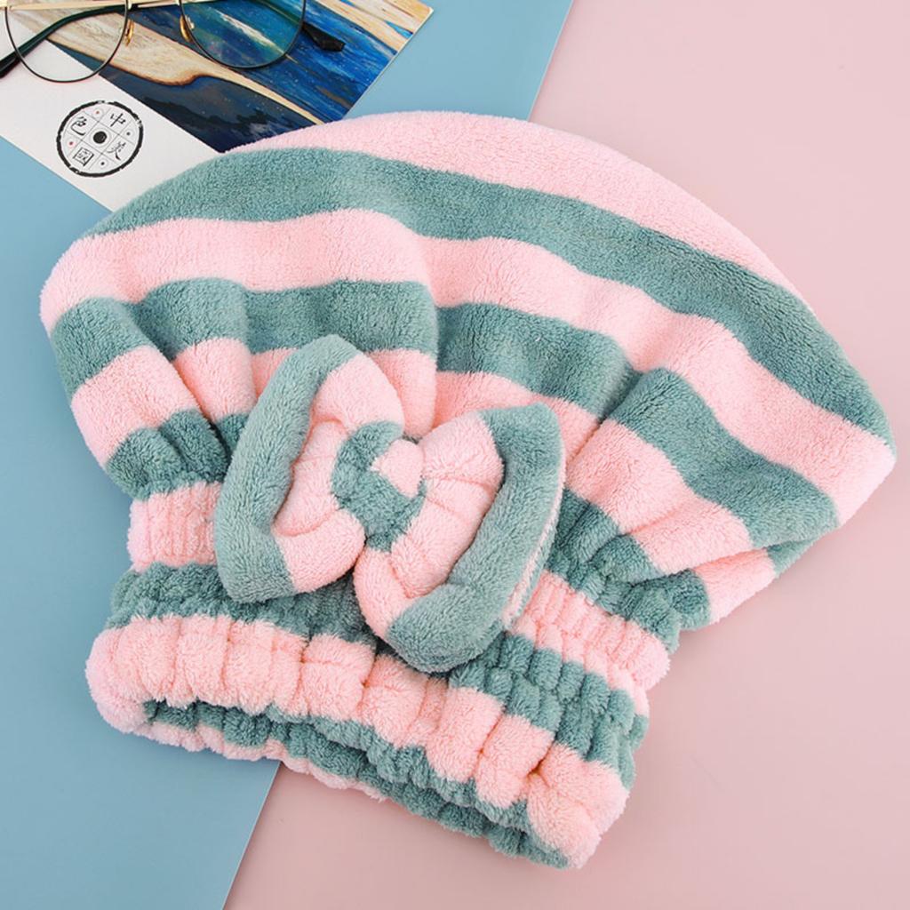 Bow Tie Dry Hair Cap Super Absorbent Quick Dry Coral Velvet Princess Shower Cap Female Thickened Dry Hair Towel Free Blow Wrapped Head Towel