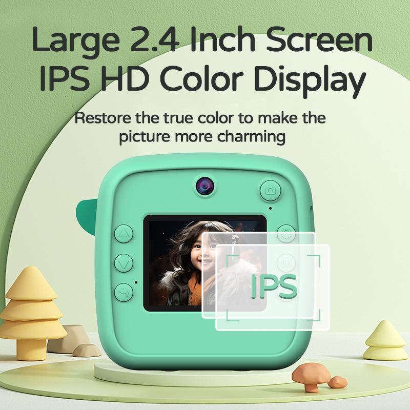 New HD 1080P Kids Print Camera Instant Print Thermal Paper Camera Mini Cute Kids Video Camera Kids Dinosaur Camera Gift