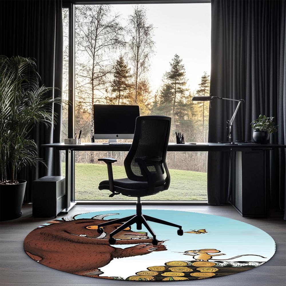 Der Grüffelo Bedruckter Runder Teppich Teppich Stuhlteppich Bereichsteppich Eingang Fußmatten, für Bürostuhl Wohnzimmer Schlafzimmer Küchenraum.