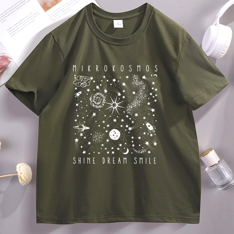 Mikrokosmos Graphic T Shirt Twinkling Starlight TShirt Unisex Unisex Space Graphic Tees Streetwear Round Neck Short Sleeve Tshirt