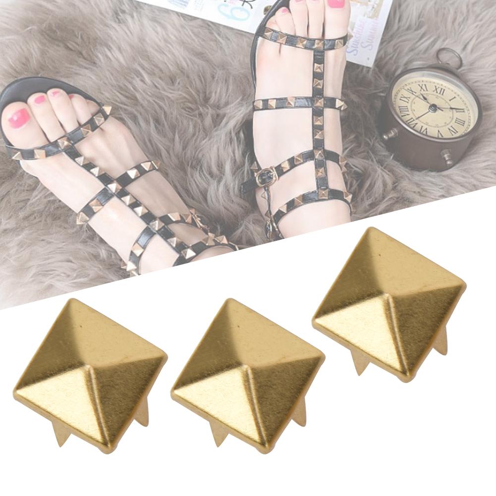 100 PCS 9MM Brass Copper Square Rivets Apparel Shoes Bag Accessories for Leather Decoration