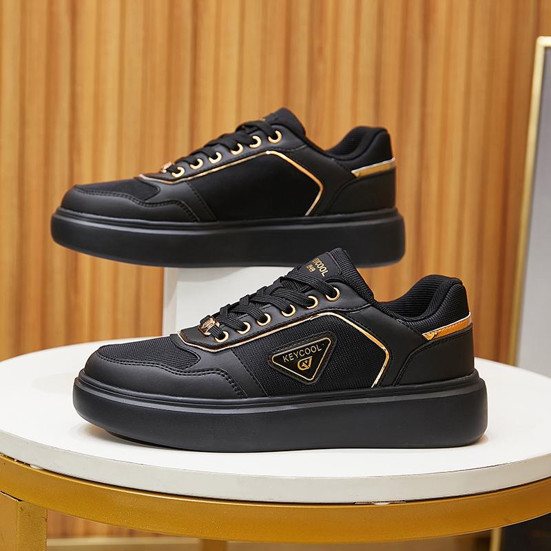 TUINANLE Skateboard Shoes Men Flat Leather Men's Casual Sneakers Comfortable Low-top Sneakers Both Unisex White Black