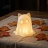 Halloween Ghost Cat Decoration 3D Printed Candle Holder, Spooky Figurine Cute Kitten Night Light with Warm for Tabletop Home Party Pla Ornament