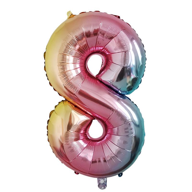 32-Inch Gradient Color Aluminum Foil Number Balloons - US Version