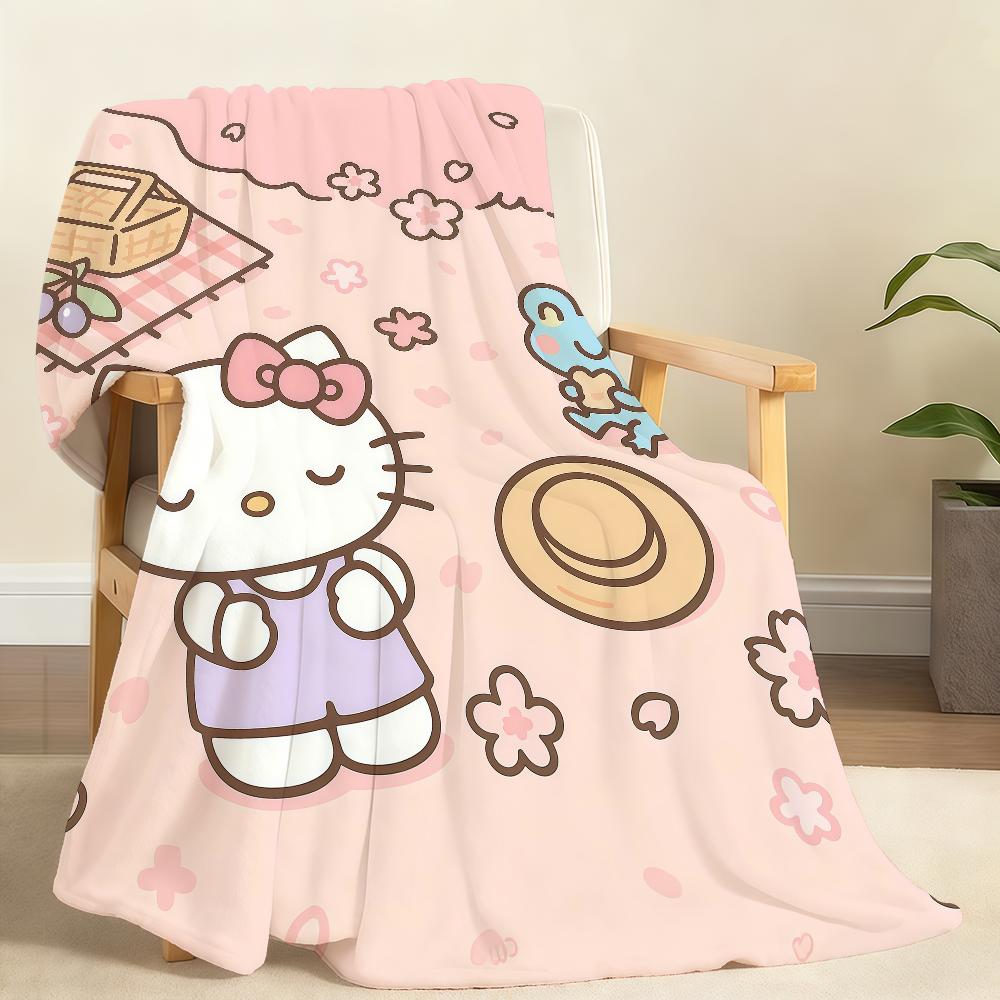 Kawaii H-Hello K-Kitty Blanket Soft Throw Blanket for Home Bedroom Bed Sofa Picnic Travel Office Rest Cover Blanket Gift 100x150cm
