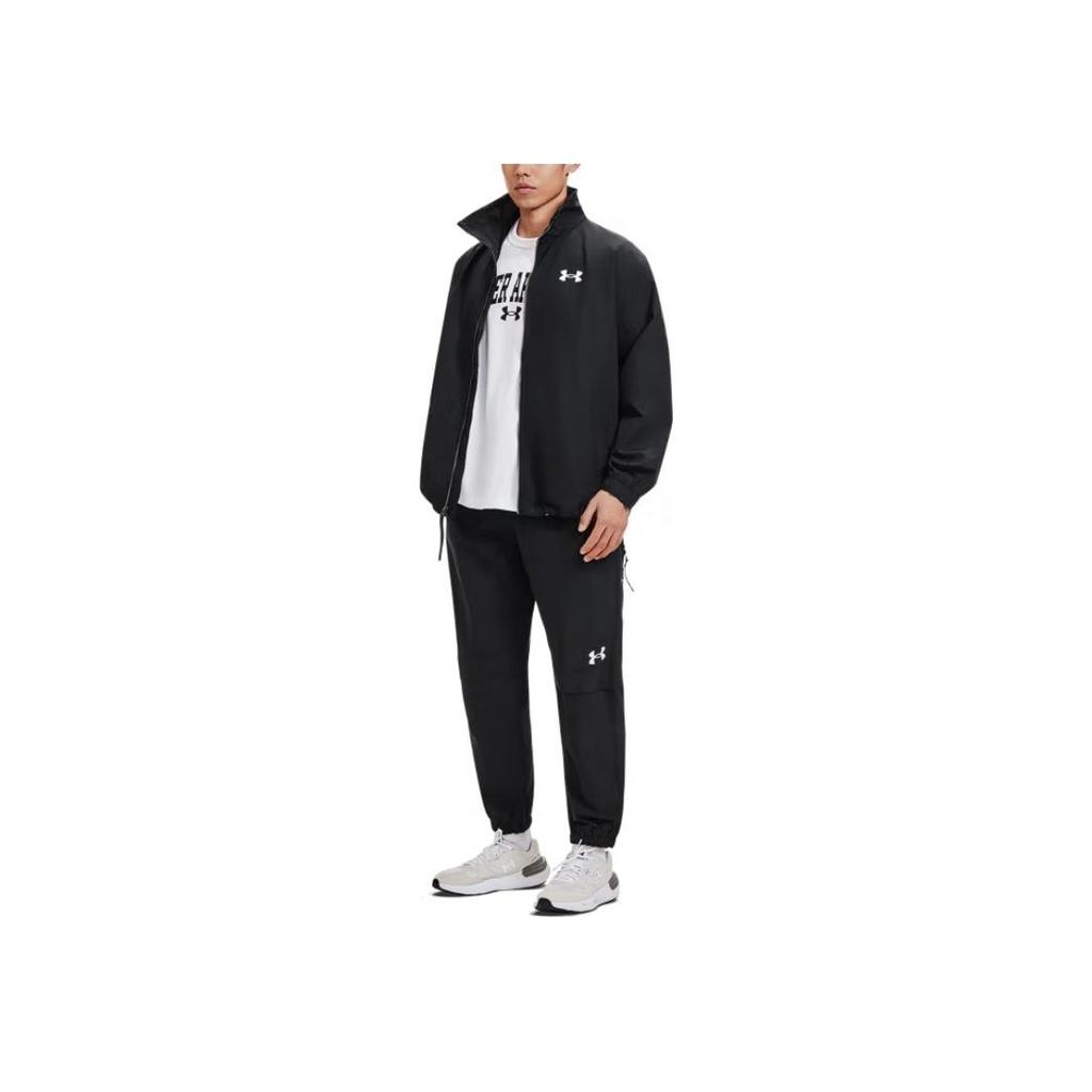 Under Armour Logo Stand Collar Zip Casual Long Sleeve Jacket Men Jacket Black 1387995-001