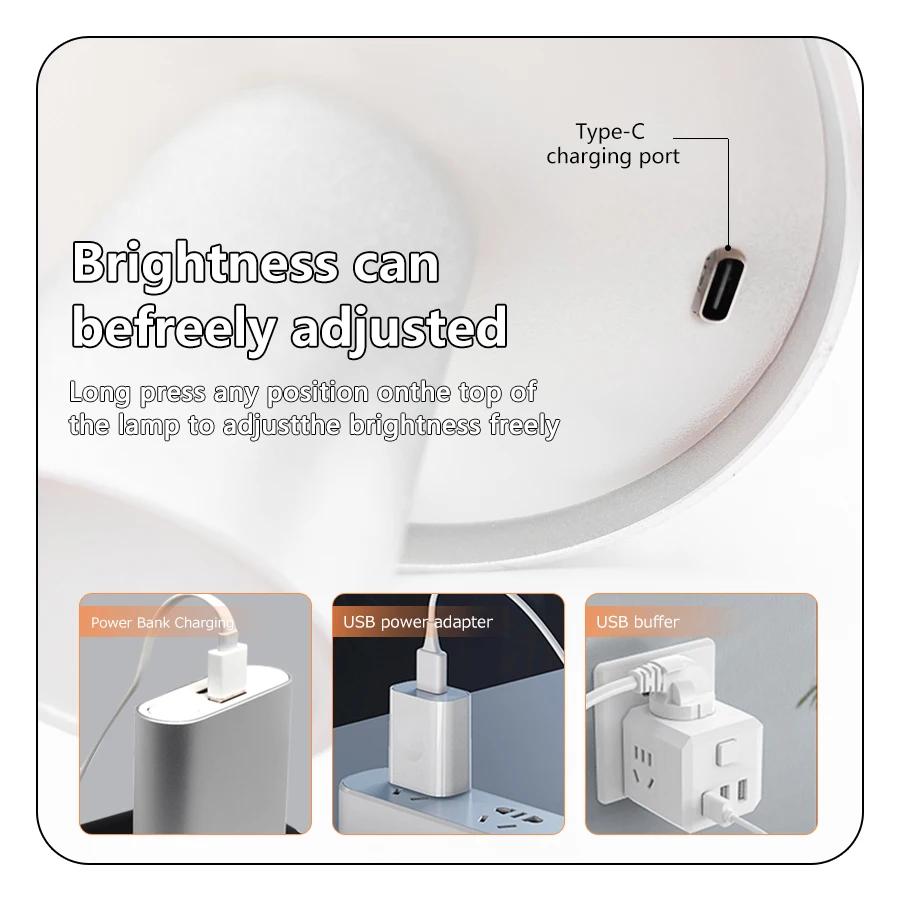 LED Table Lamp USB Rechargeable Desk Lamp Touch Sensor Bedroom Bedside Lamps Wireless Office Study Reading Light Bar Room Decor