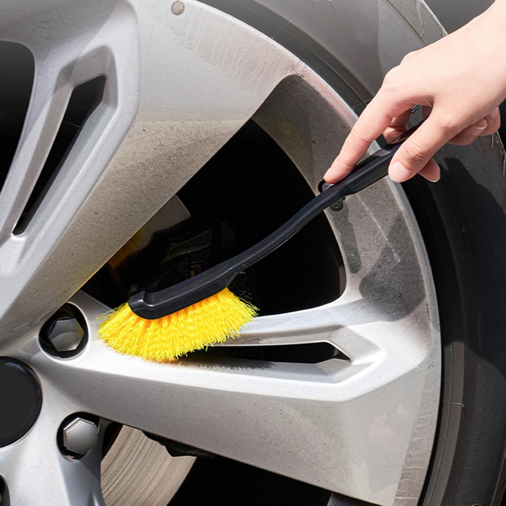 Car Wheel Wash Brush Anti Scratch Long Handle Ergonomic Soft Bristles Car Wheel Rim Detailing Brush