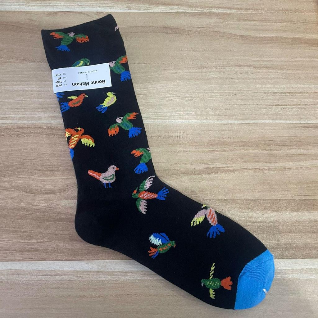 Bonne Maison: Retro-Ölgemälde-Socken für Damen, mittelhoch, luxuriös, französisch, bis zur Wade