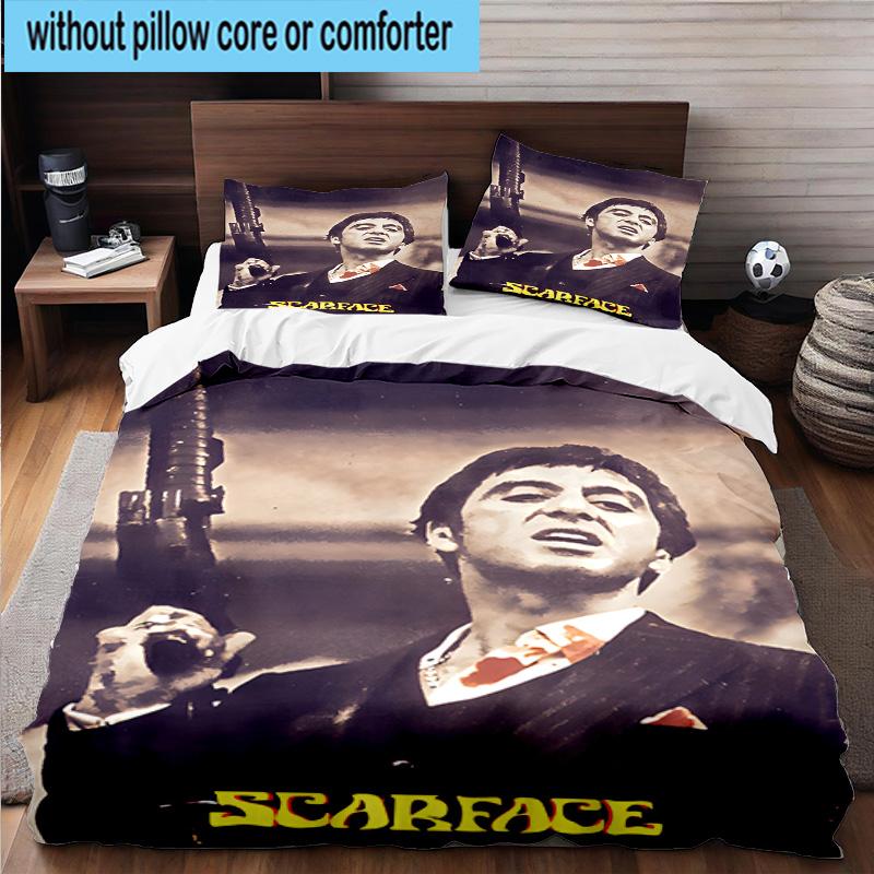 3PCS Scarface: Urban Art 3pcs Bedding,Including 3PCS Duvet Cover And 2pcs Pillowcases Perfect for Christmas,Ideal for Bedroom, Dormitory
