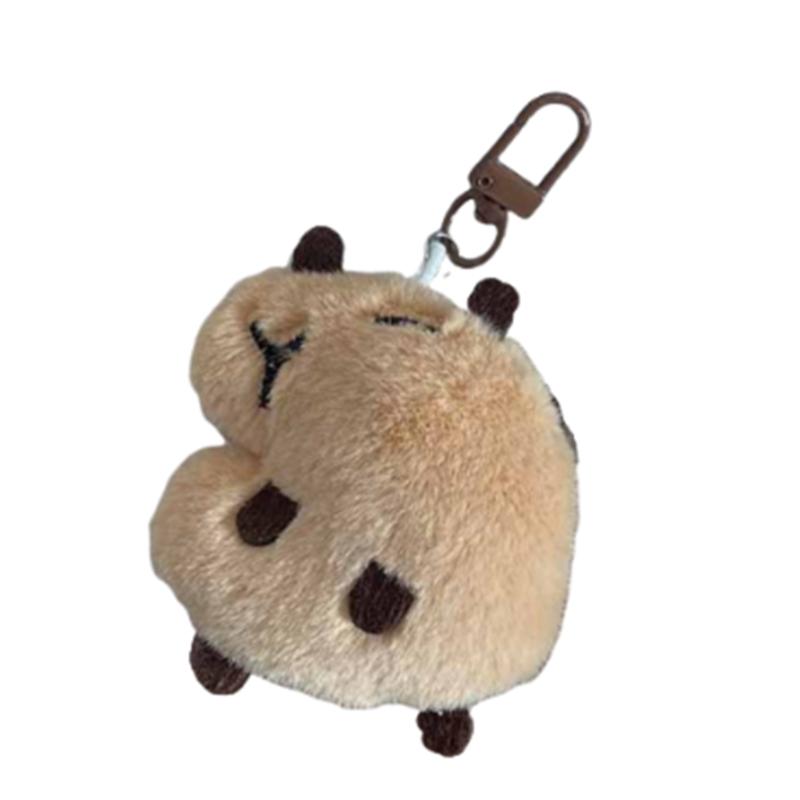 Cartoon Capybara Plush Keychain With Squeaky Sound Bag Pendant Soft Practical Decoration Accesories For Bags And Keys