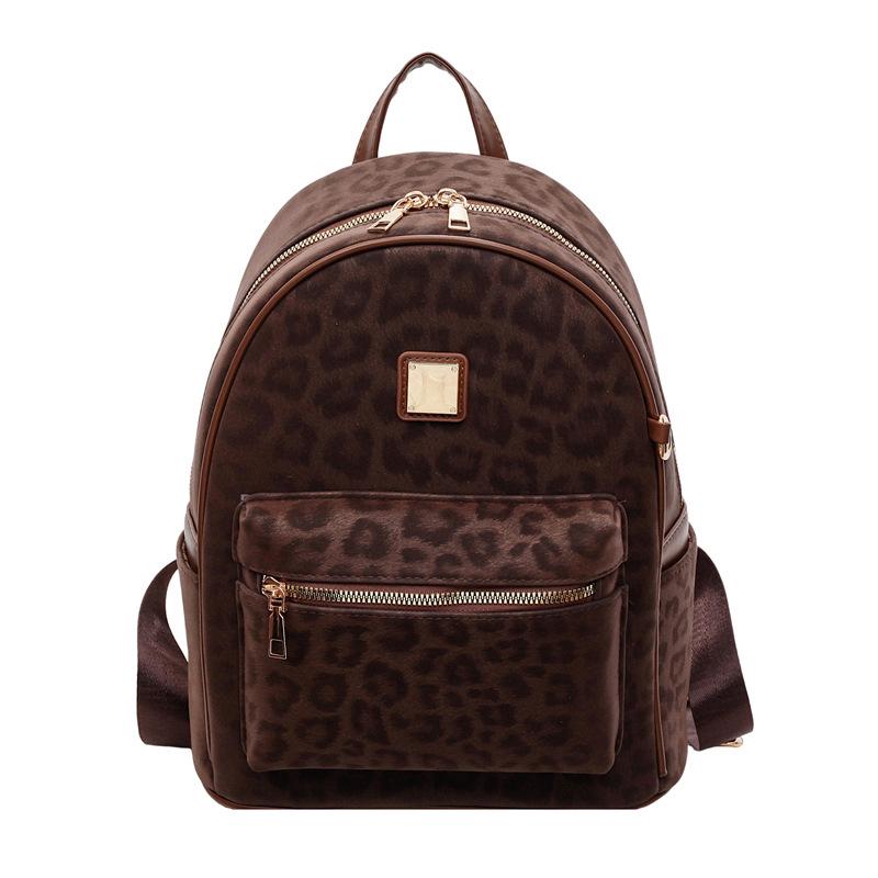 

Ретро рюкзак в корейском стиле с леопардовым принтом - Универсальная сумка для повседневной носки, путешествий и поездок на работу коричневый