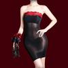 Mode Damen Spitzen Bodycon Tube Micro Mini Kleid 5D Öl Glänzend Paket Hüfte Kleid Durchsichtig Dehnbar Dienstmädchen Kleid