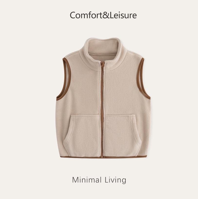 Class A Fleece Kids' Sleeveless Vest for Boys & Girls - Thickened Plus Velvet