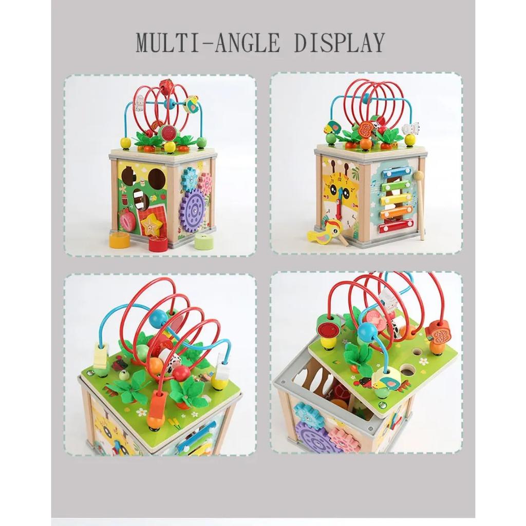 Montessori Wooden Children's Toys Multifunction Beaded Treasure Box Preschool Baby Building Blocks Early Education Kids Toys