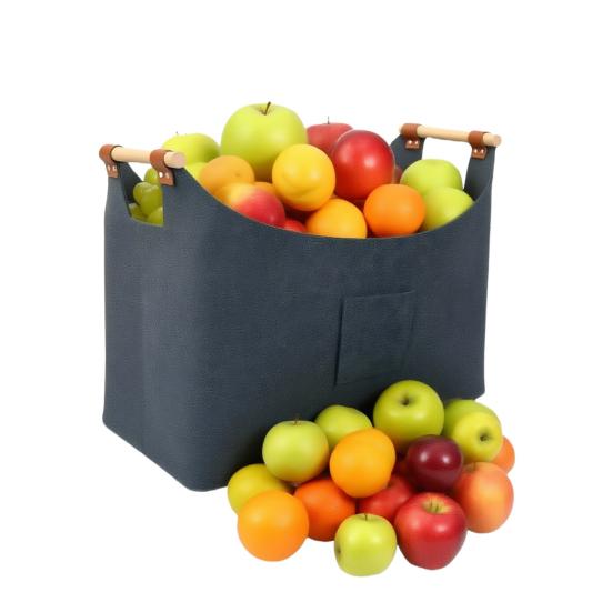 Firewood Bag with Wooden Handles Large Capacity Water Resistant Foldable Design Firewood Holder Portable Log Carrier Tote Bag
