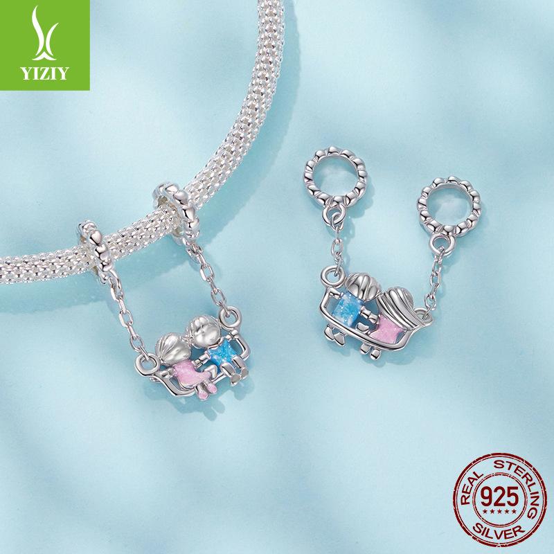 Romantic Childhood Sweetheart Diy Pendant Accessories S925 Sterling Silver Boys And Girls Safety Chain Decoration
