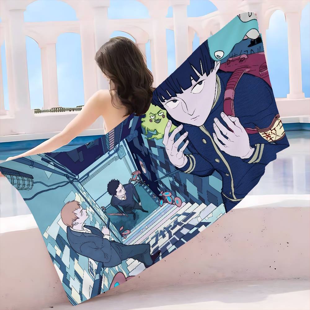 Anime Mob P-Psycho 100 Anime Beach Swimming Towel Soft Absorbent Washcloth Children's Gifts for Kids Travel Camping Gym