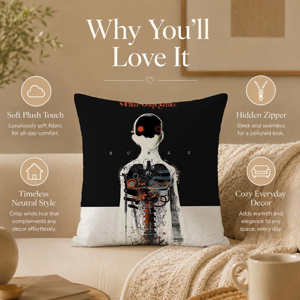 Band T-Three Days GraceS Cushion Cover Double-Sided Printed Pillow Cover Hypoallergenic Dust-Mite Proof