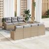 VidaXL Set De 8 Pièces De Canapé De Jardin Avec Coussins Beige Poly Rattan Acacia 3356460