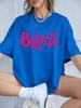 Y2K Pink Bratz Letter Prints Short Sleeve T-Shirts Womens Summer Cotton Tee Shirts Loose O-Neck Comfortable Tops Street Clothes