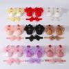 Baby Girls Satin Bow Rhinestone Crown Crib Shoes & Matching Elastic Headband Set, Soft Dot Anti-Slip Lace Mary Jane Princess Shoes Newborn Shoes