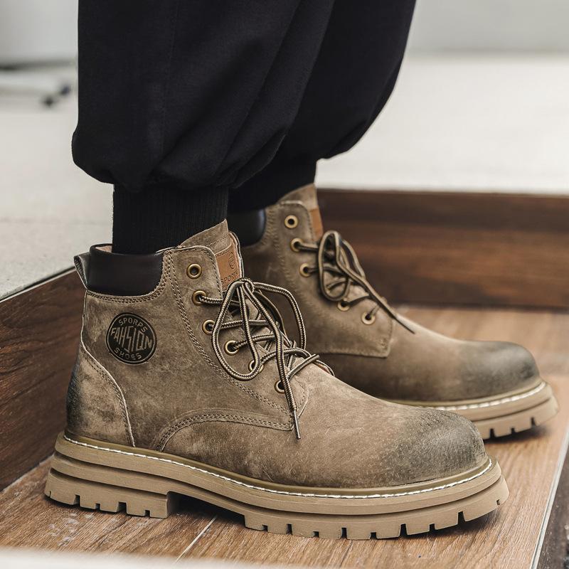 Autumn and Winter New Fashion Lace-up Martin Boots Thick-soled High-top Outdoor Tooling Boots Winter Velvet Boots 2345-H