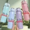 1PC Be Different Slogan Text Print 750ml Color Plastic Sports Water Bottle Leakproof Flip Straw Lid Suitable for Sports Office Home Use