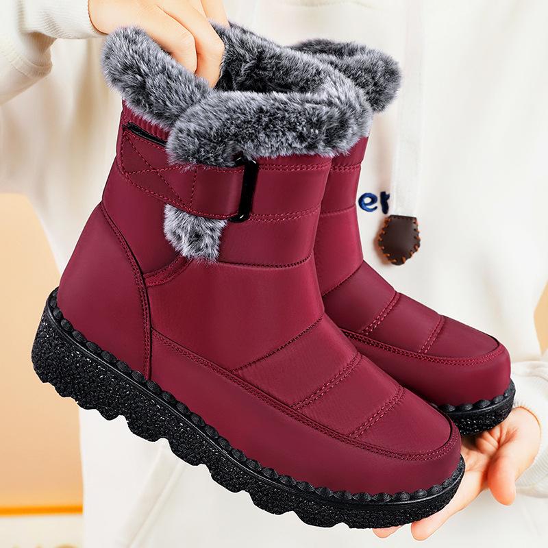 Snow boots, winter women's boots with plush and thick cotton boots, polyurethane long boots, high cut and thick soled cotton shoes