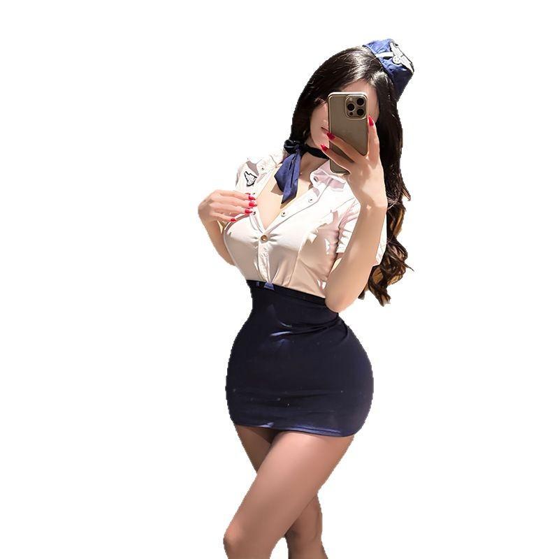 Fun cosplay policewoman uniform temptation passion hip skirt suit performance clothes stewardess clothes pure desire wind
