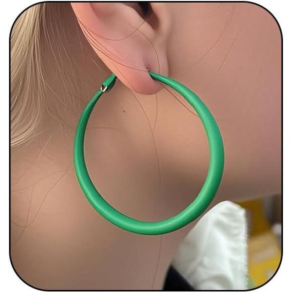 Neon Hoop Earrings for Women Exaggerated 80s 90s Colorful Chunky Statement Hoops Earring Lightweight Hypoallergenic Big Hoops for Glow Party Outfits