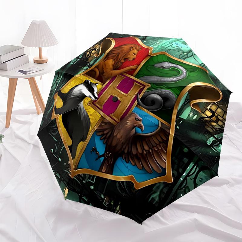 1pc Hogwarts Crest Auto Open/close Umbrella, Portable Travel Umbrella, Everyday Use - Outdoor Accessory, Artistic Pattern, Compact Design, Fashion Lov