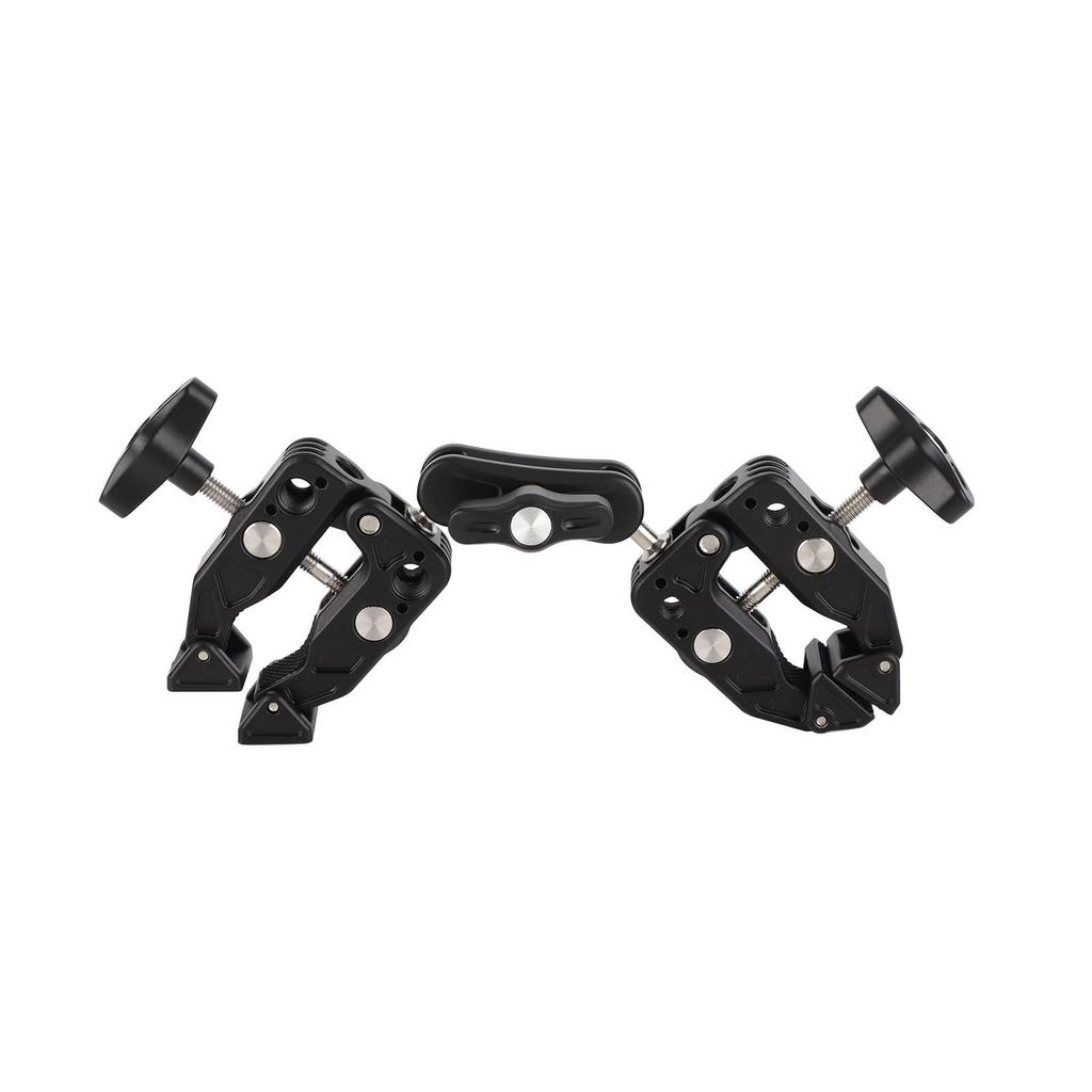 Double Camera Clamp, 360 Degree Clamp Camera Mount Crab Pliers Clip Compatible with 1/4" and 3/8" Cold Shoe Interfaces for Photography