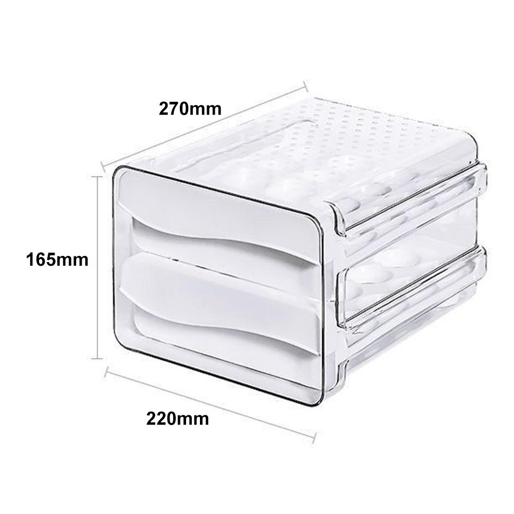 Velkokapacitní držák na vejce do chladničky Organizér na vejce s víkem a rukojetí do chladničky 2 balení průhledné