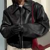 Cropped Jackets Faux Leather Jackets Casual Zip Up Motos Bike Coat Outwear Motorcycle Short Coat Fall Clothes