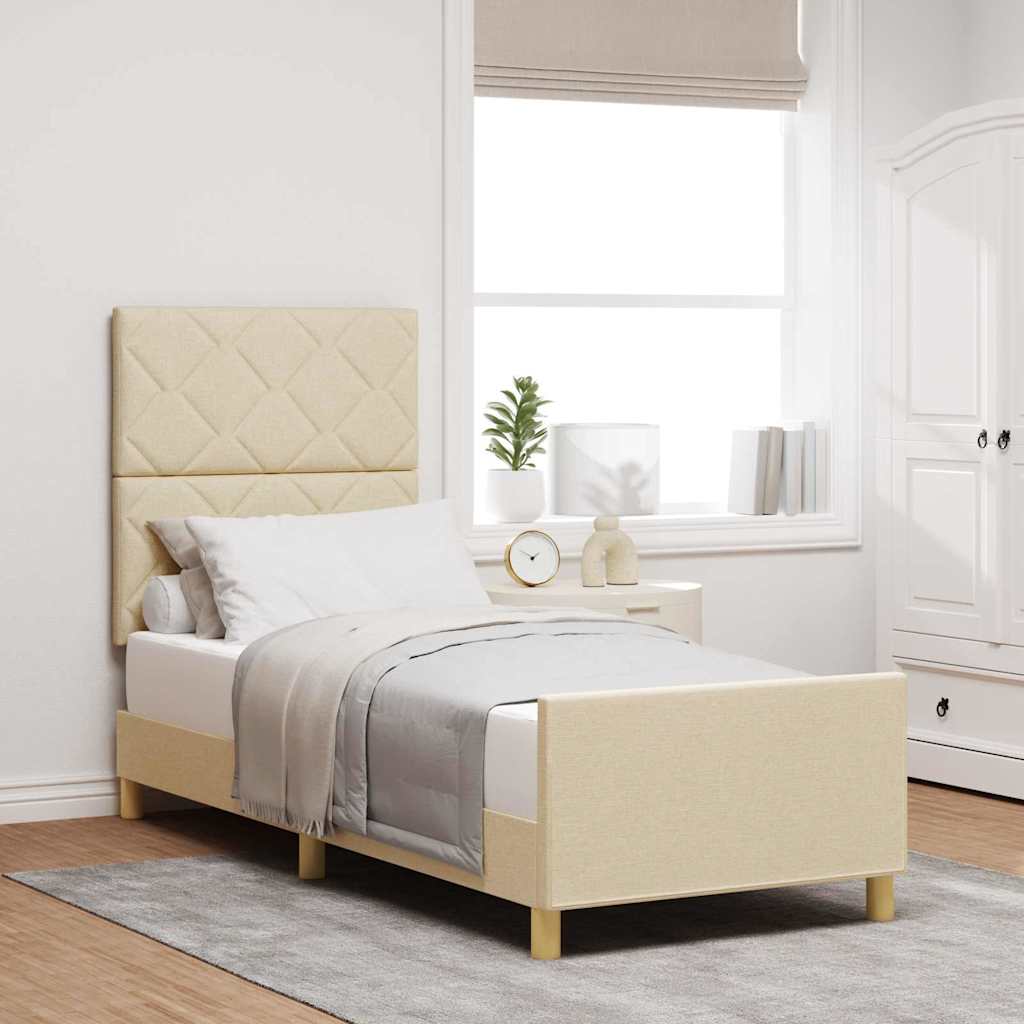 Bed Frame with Headboard Cream 80 x 200 cm Fabric