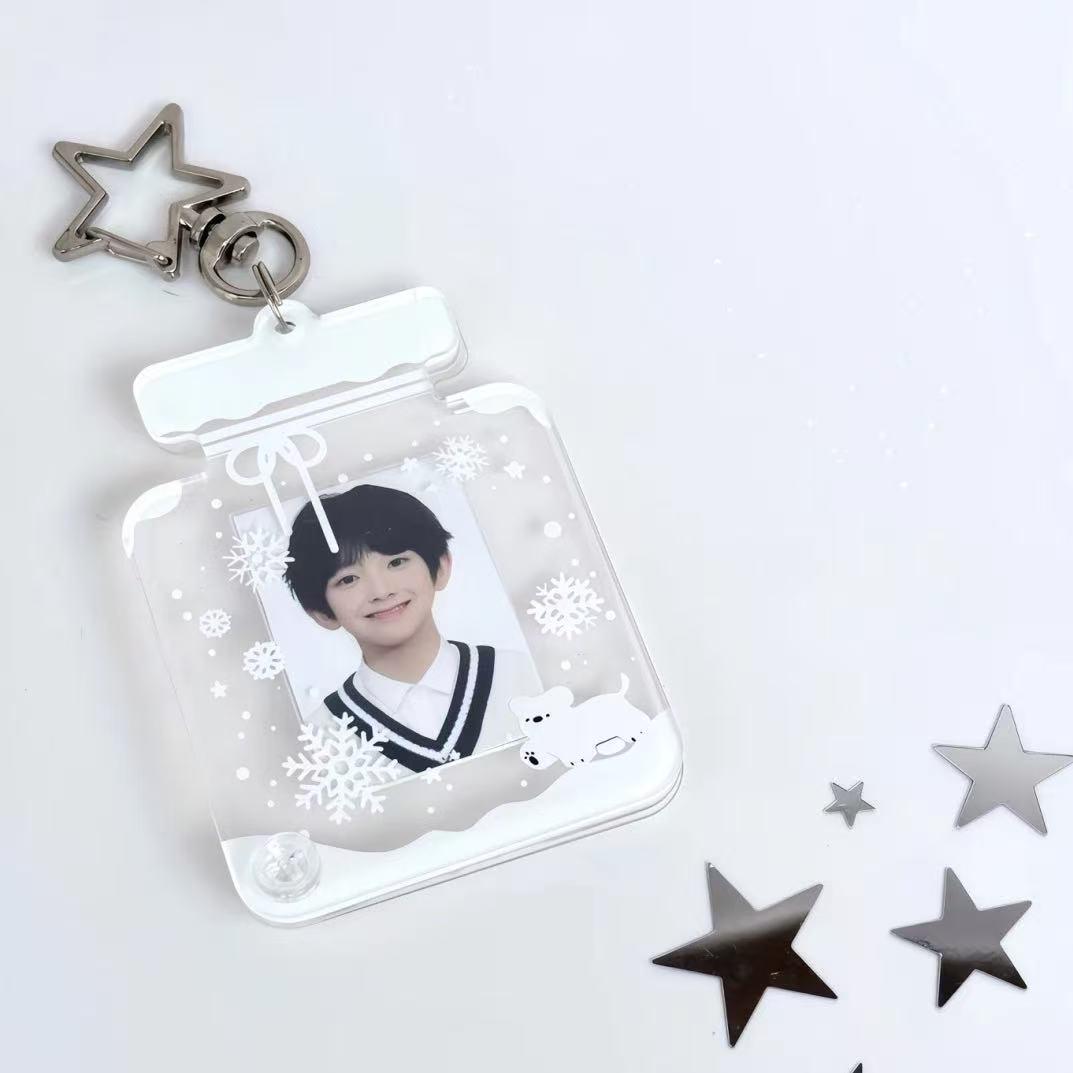 Xiaohongshu Snowflake Series ID Photo Acrylic Frame Keychain Pendant