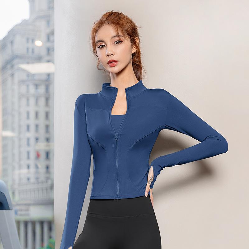 Sunscreen clothing Spring Internet celebrity fitness jacket women's zipper slim-fit quick-drying long-sleeved tight sports yoga clothing top